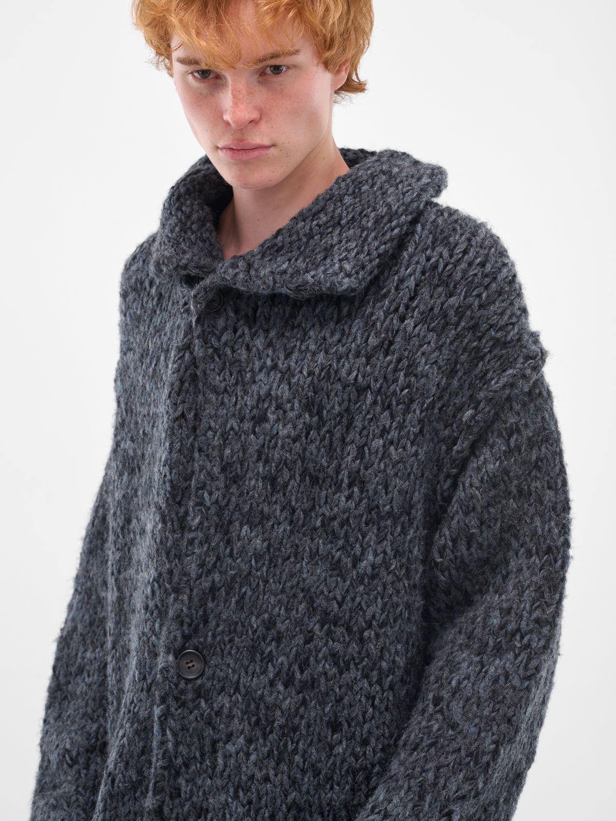 Blue Knit Oversized Long Cardigan (HL-K91-981-BLUE)