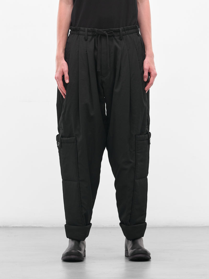 Black Relaxed Drawstring Trousers  (HL-P35-835-BLACK)