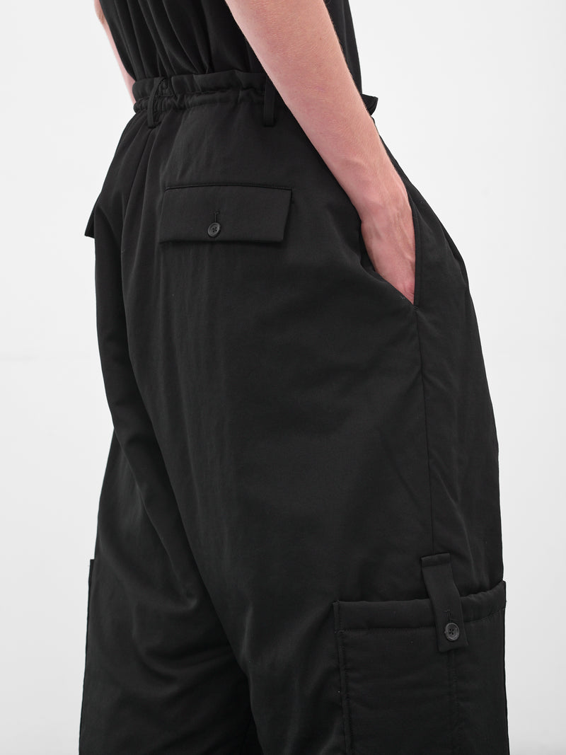 Black Relaxed Drawstring Trousers  (HL-P35-835-BLACK)
