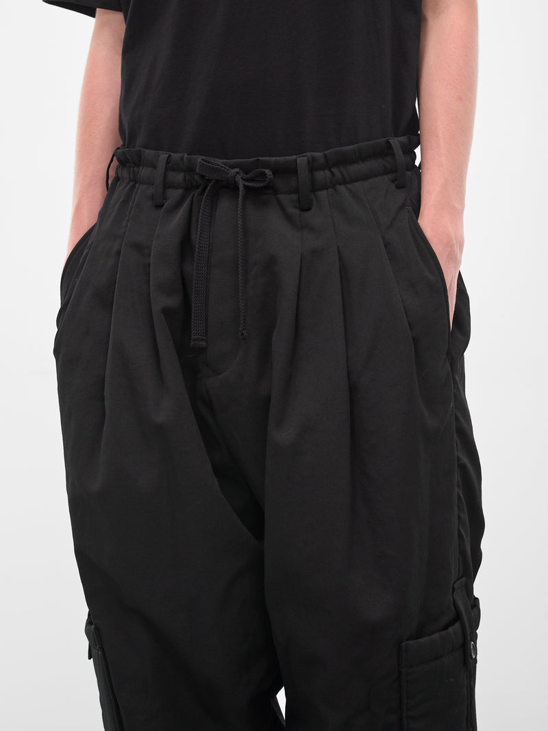 Black Relaxed Drawstring Trousers  (HL-P35-835-BLACK)