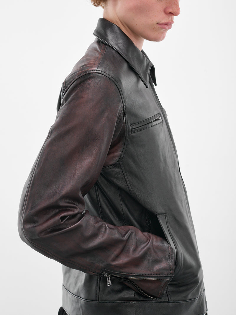 Black Leather Zip Jacket (HL-Y97-701-BLACK)