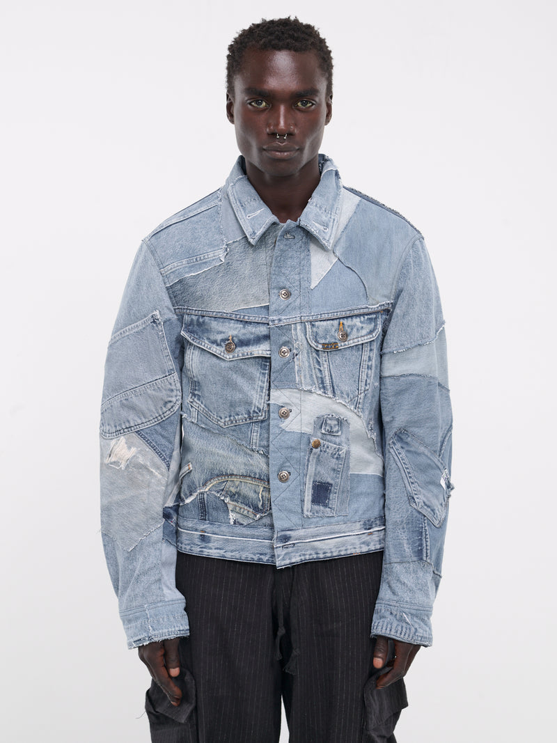 Mixed Denim Trucker Jacket (HM006-DENIM-BLUE)