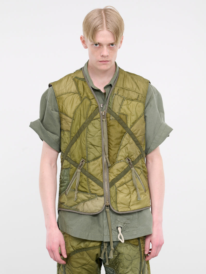 Patchwork Army Puffer Vest (HM007-ARMY)