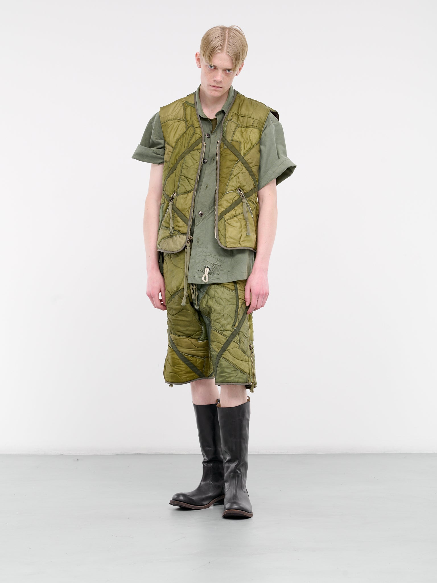 Patchwork Army Puffer Vest (HM007-ARMY)