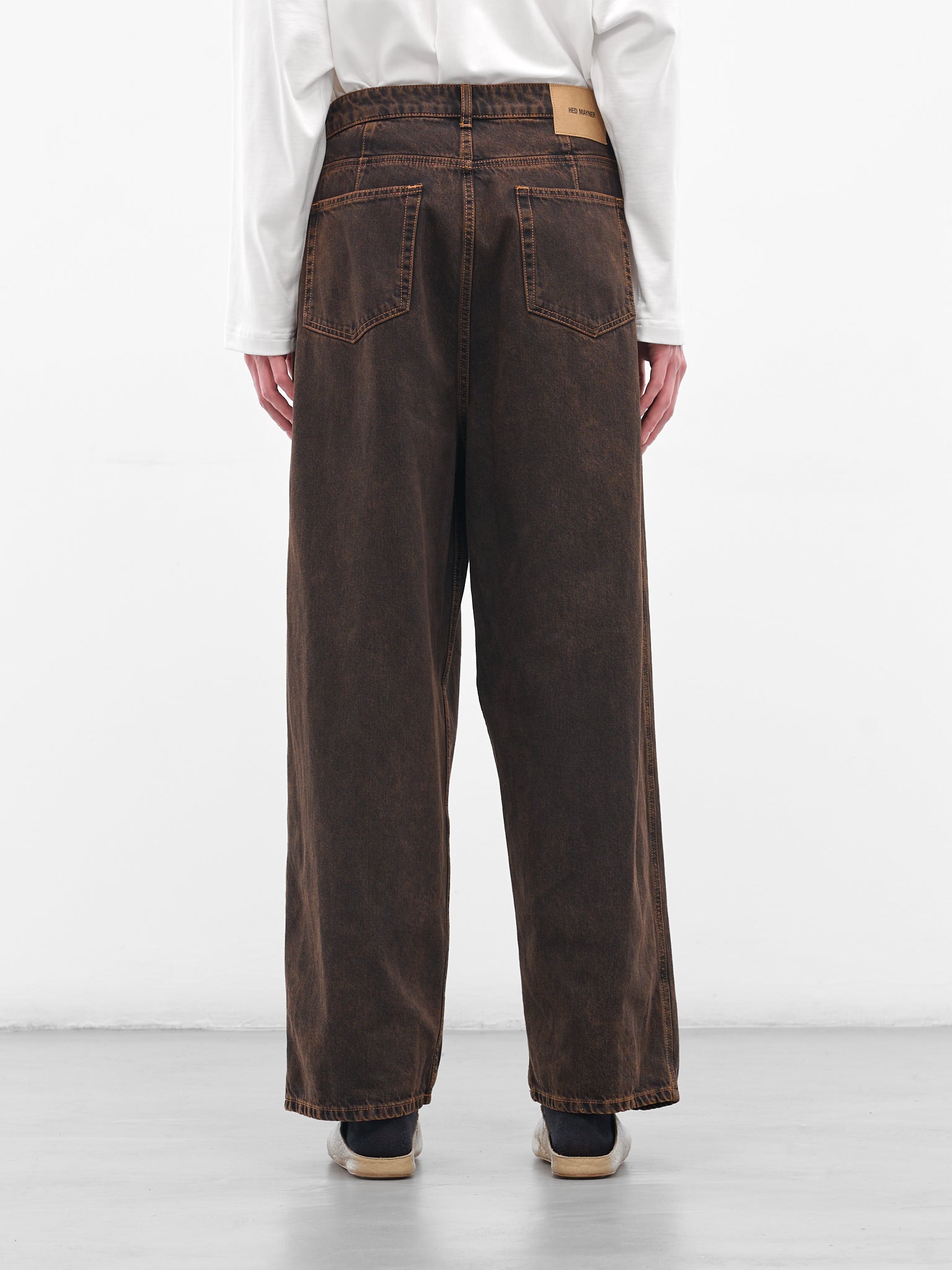 Brown Denim Baggy Pleated Jeans (HMMB67021A-HB252-BROWN)