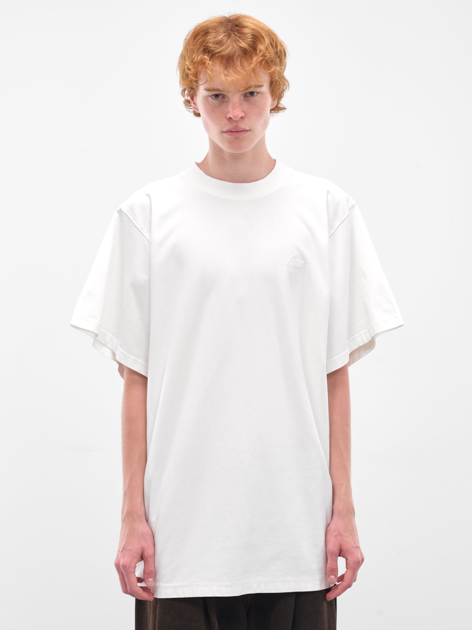 White Oversized Embroidered Tee (HMMB70007R-HB082A-NATURAL)
