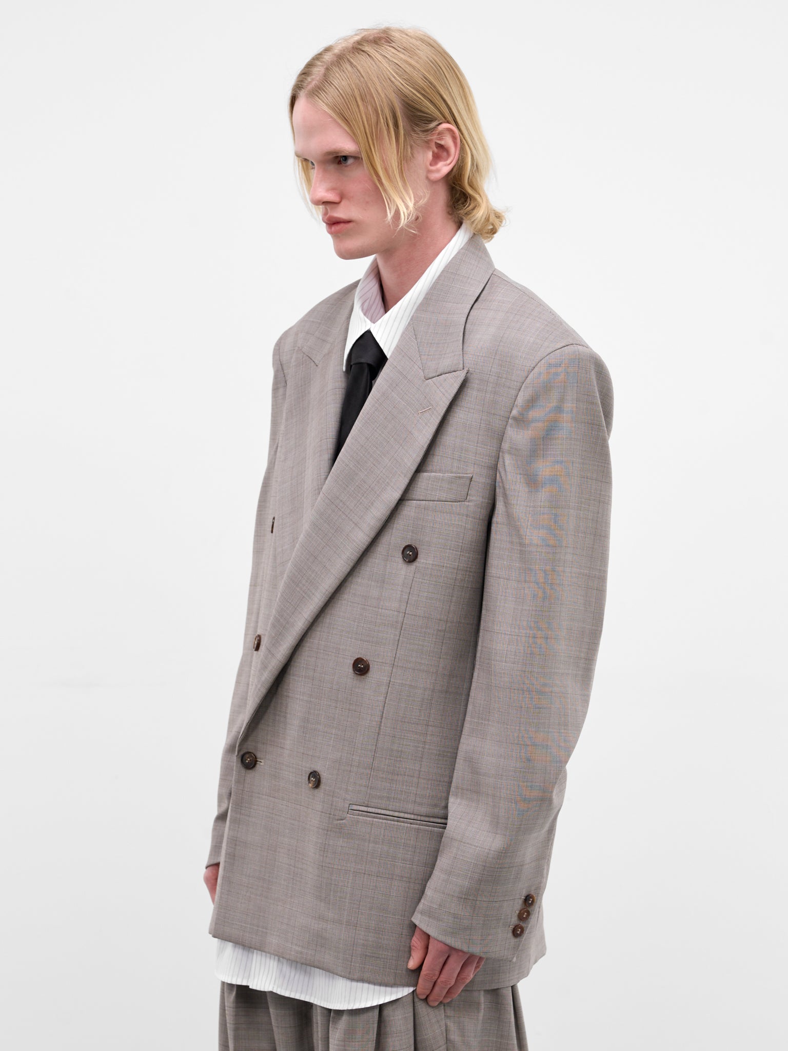 Gray Glen Check Wool Blazer (HMMC15031A-HC012-DARK-BROWN)