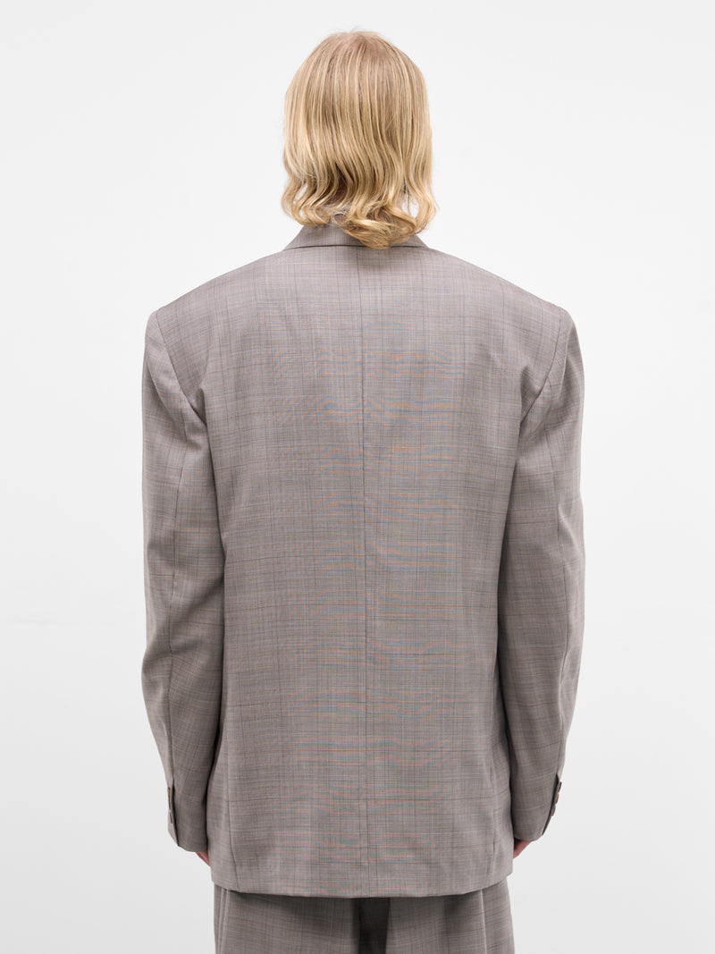 Gray Glen Check Wool Blazer (HMMC15031A-HC012-DARK-BROWN)