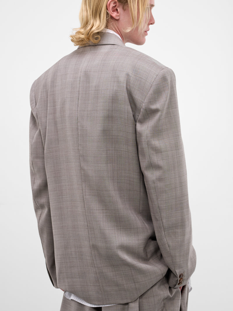 Gray Glen Check Wool Blazer (HMMC15031A-HC012-DARK-BROWN)