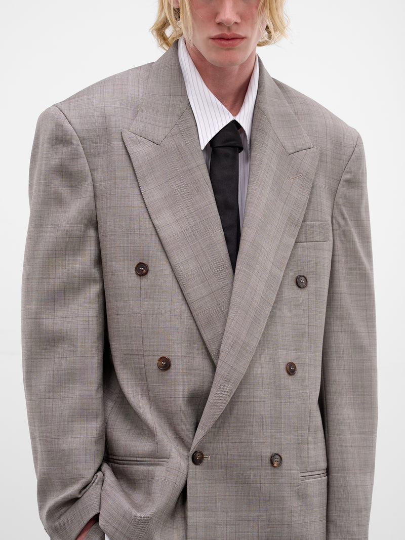 Gray Glen Check Wool Blazer (HMMC15031A-HC012-DARK-BROWN)