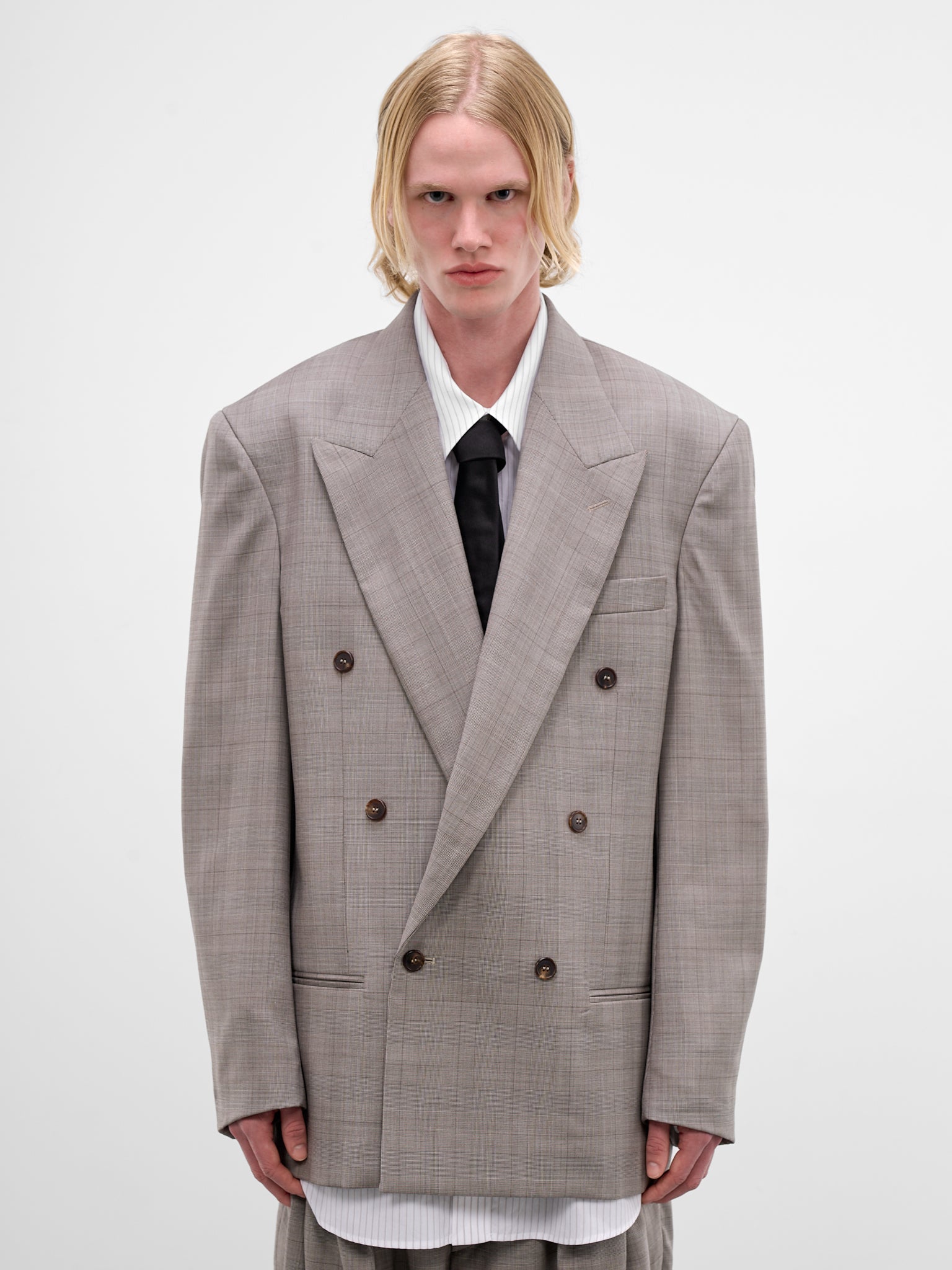 Gray Glen Check Wool Blazer (HMMC15031A-HC012-DARK-BROWN)