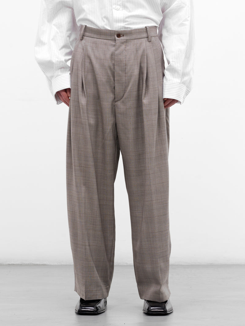 Gray Glen Check Wool Trousers (HMMC30023A-HC012-DARK-BROWN)