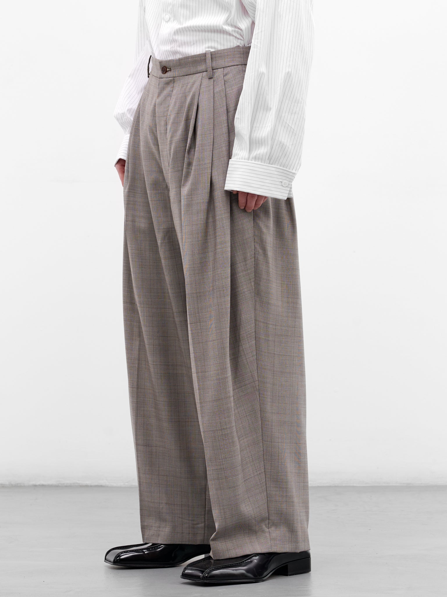 Gray Glen Check Wool Trousers (HMMC30023A-HC012-DARK-BROWN)