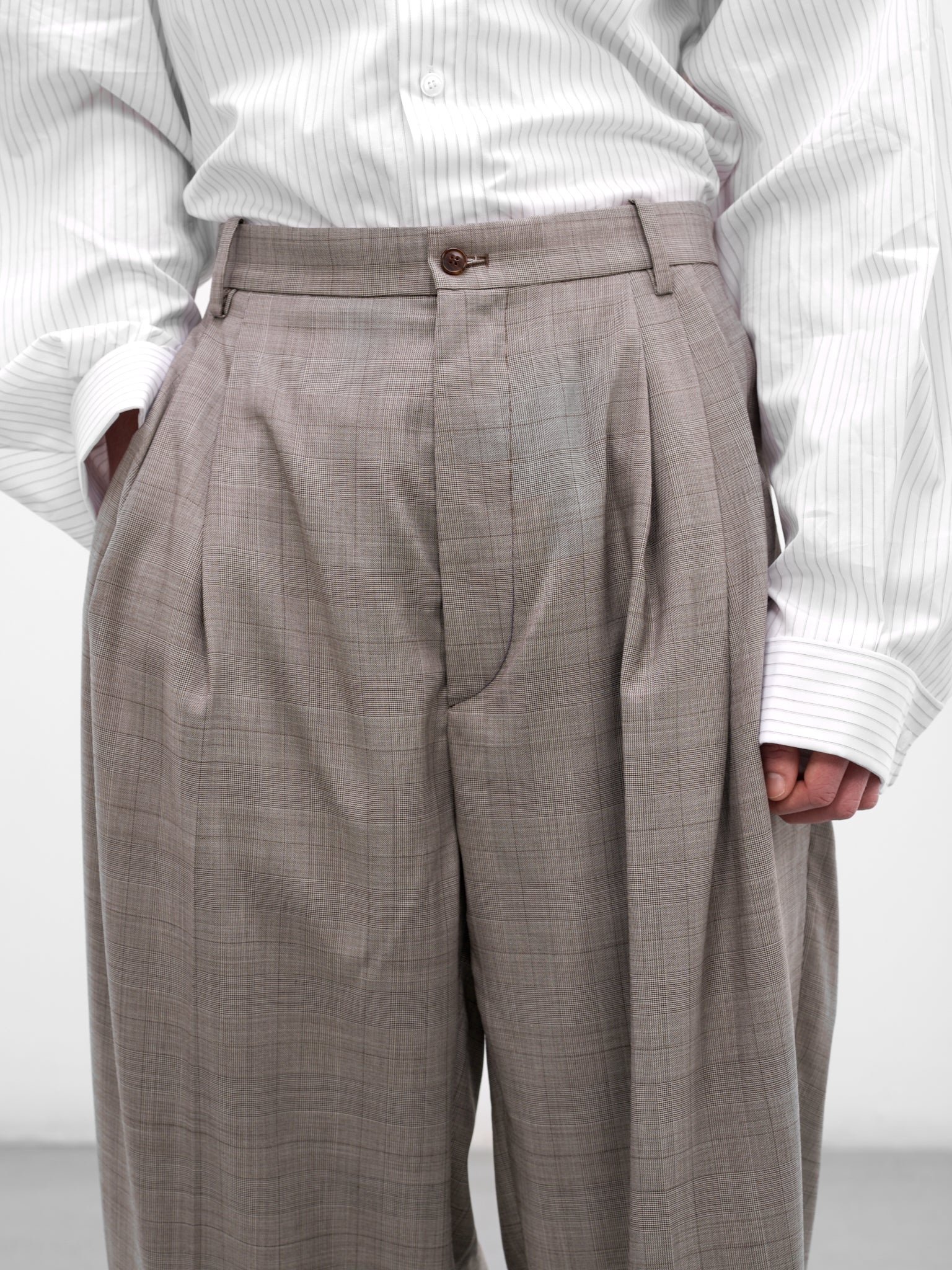 Gray Glen Check Wool Trousers (HMMC30023A-HC012-DARK-BROWN)