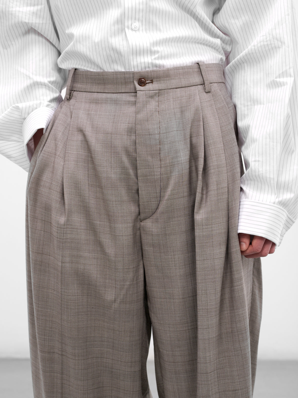 Gray Glen Check Wool Trousers (HMMC30023A-HC012-DARK-BROWN)