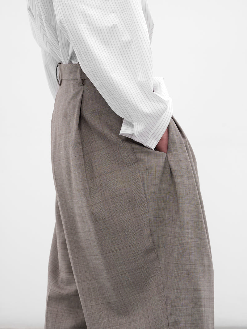 Gray Glen Check Wool Trousers (HMMC30023A-HC012-DARK-BROWN)