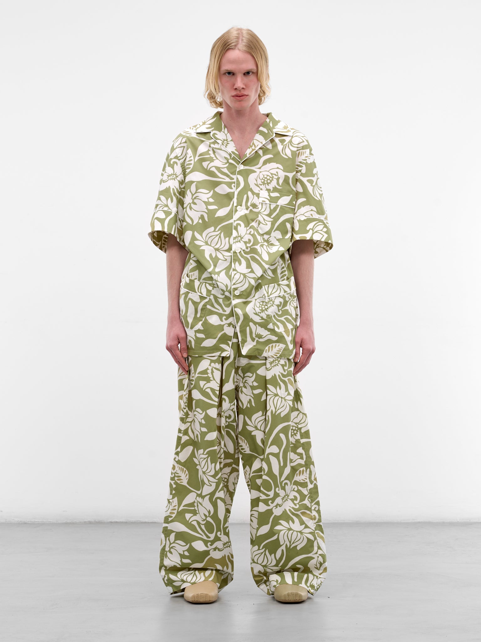Green Floral Cotton Pajama Set (HMMC56001R-HC291-DARK-GREEN)