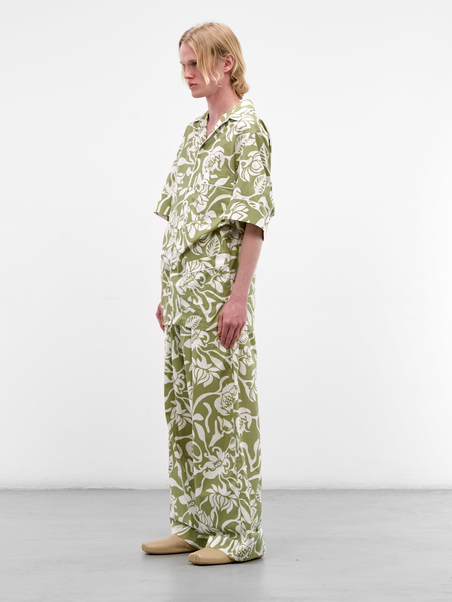 Green Floral Cotton Pajama Set (HMMC56001R-HC291-DARK-GREEN)