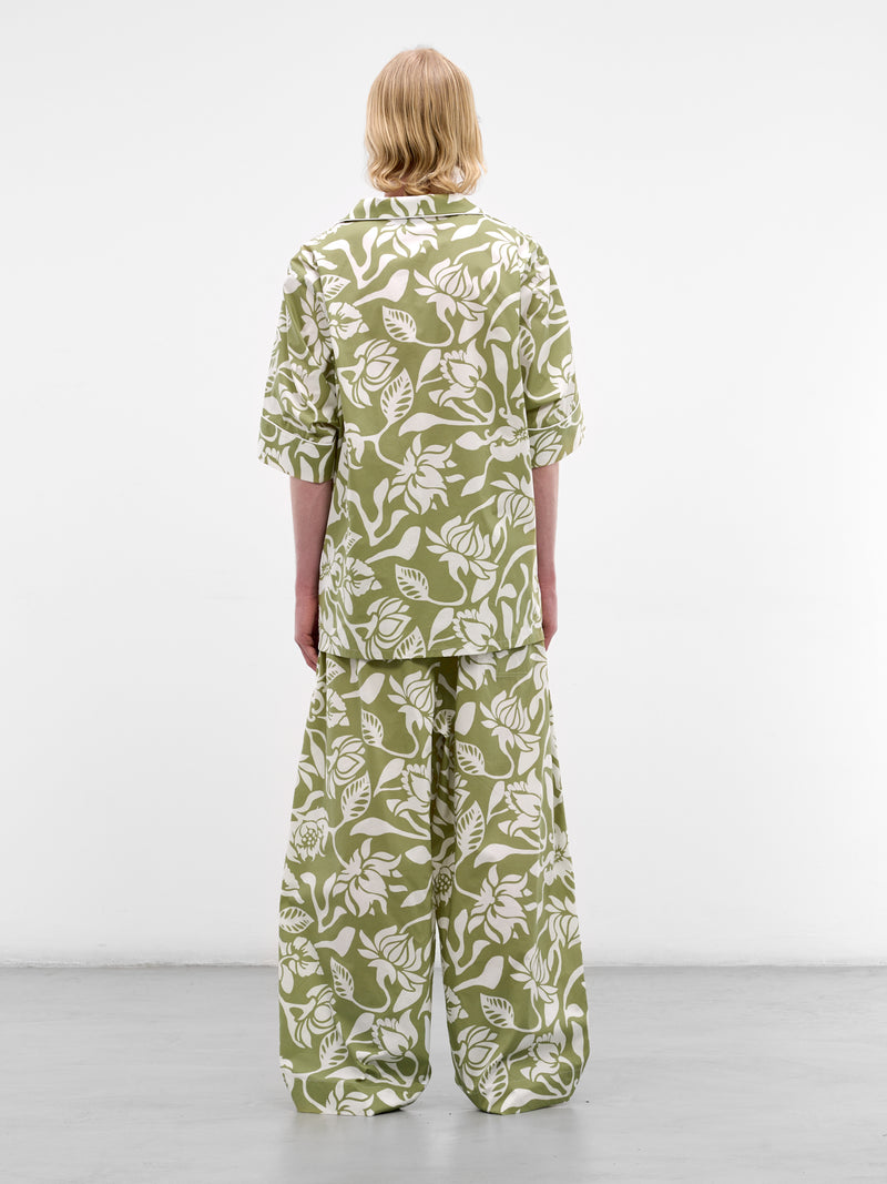 Green Floral Cotton Pajama Set (HMMC56001R-HC291-DARK-GREEN)