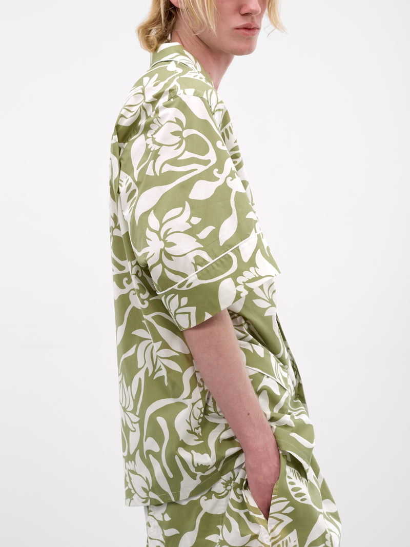 Green Floral Cotton Pajama Set (HMMC56001R-HC291-DARK-GREEN)