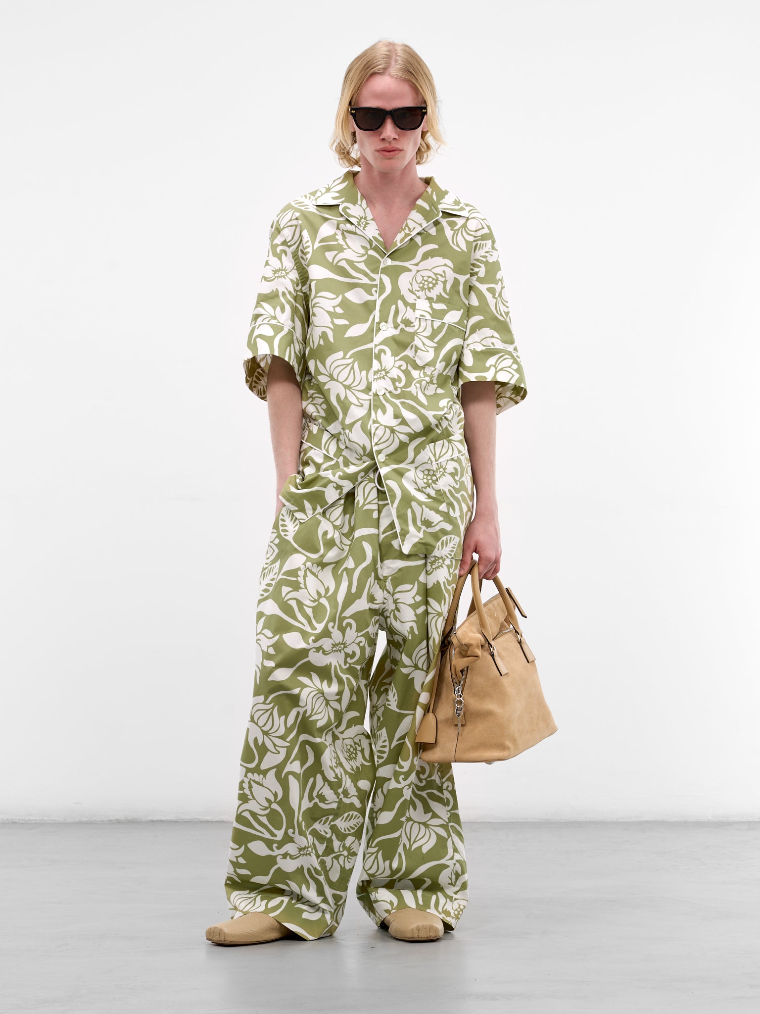 Green Floral Cotton Pajama Set (HMMC56001R-HC291-DARK-GREEN)