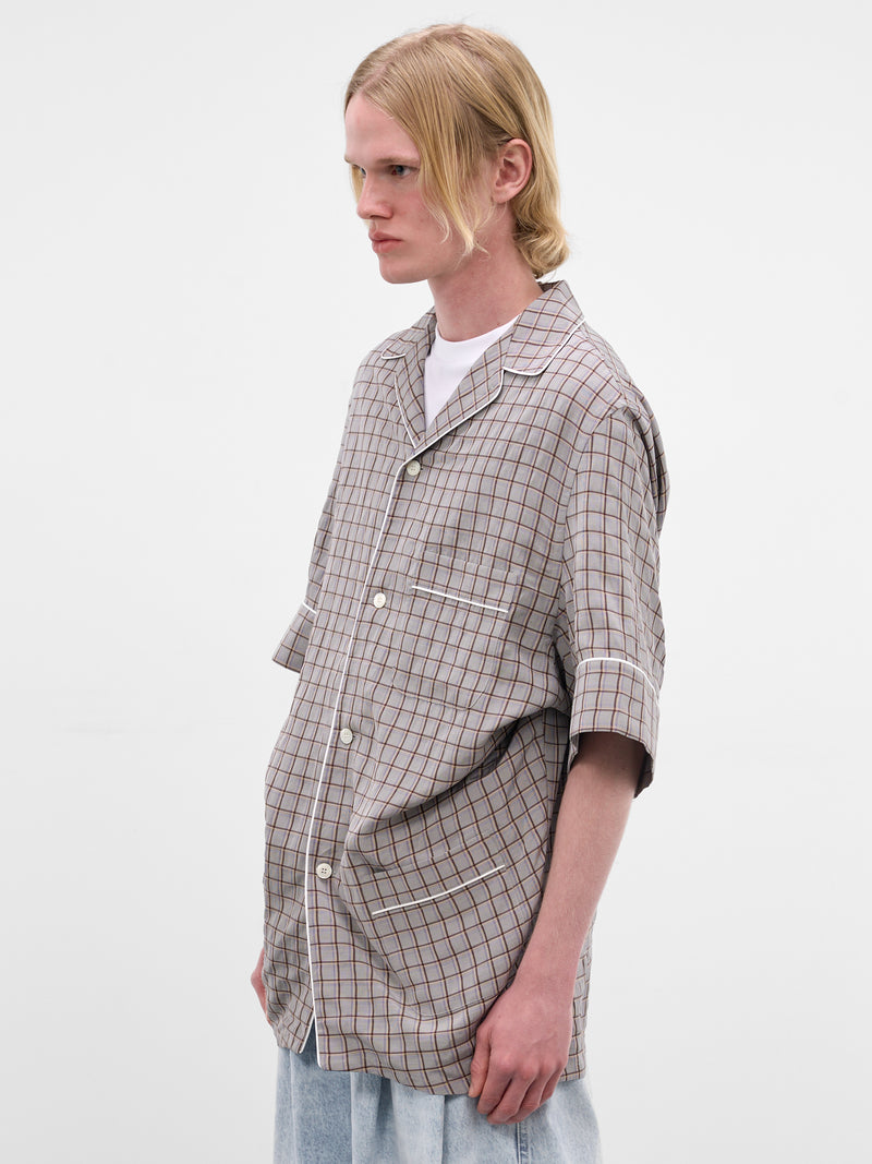 Gray Plaid Oversized Pajama Shirt (HMMC60046A-HC270-MEDIUM-BROWN)