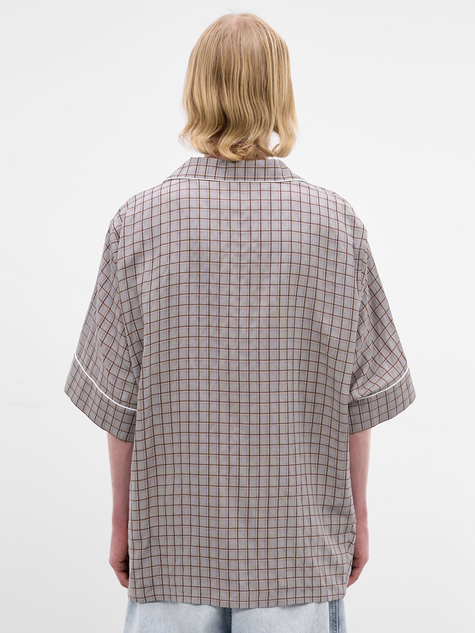 Gray Plaid Oversized Pajama Shirt (HMMC60046A-HC270-MEDIUM-BROWN)