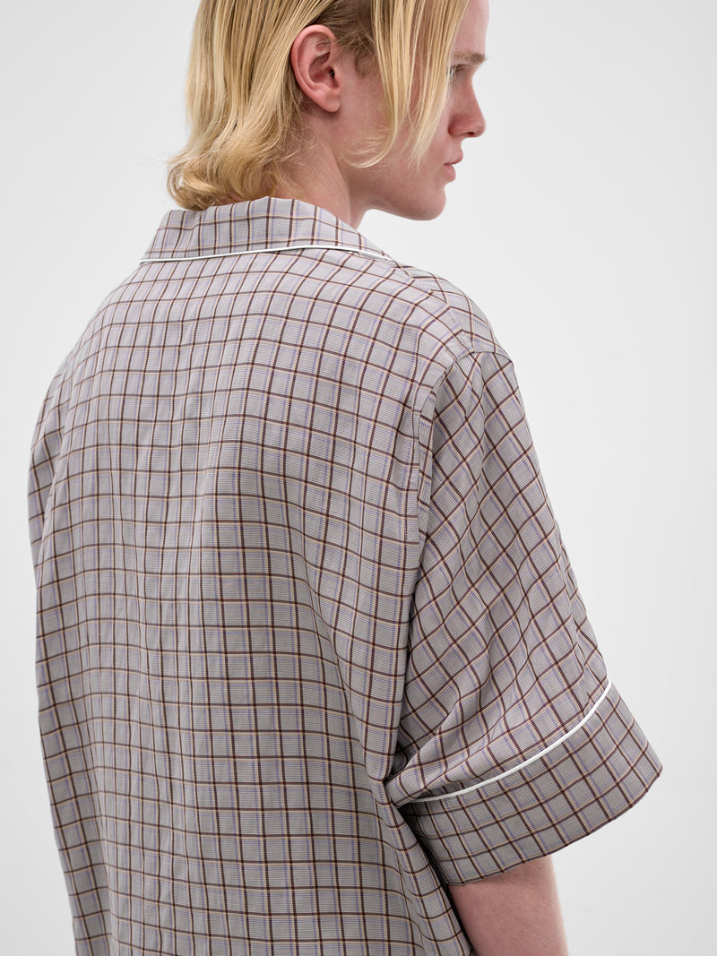 Gray Plaid Oversized Pajama Shirt (HMMC60046A-HC270-MEDIUM-BROWN)