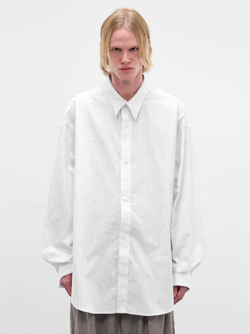 White Striped Cotton Button-Up Shirt (HMMC60048A-HC264-NATURAL)