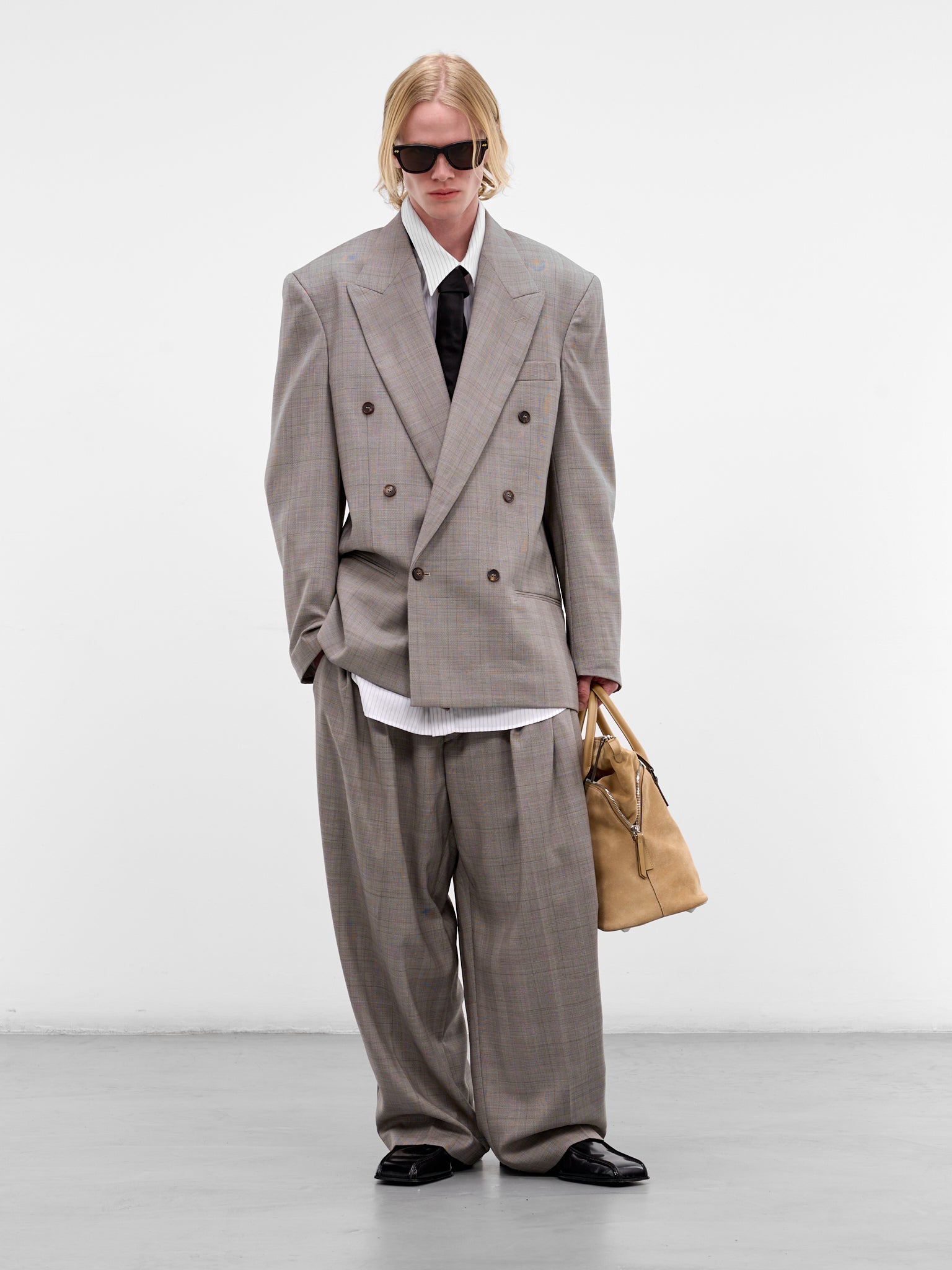 Gray Glen Check Wool Trousers (HMMC30023A-HC012-DARK-BROWN)
