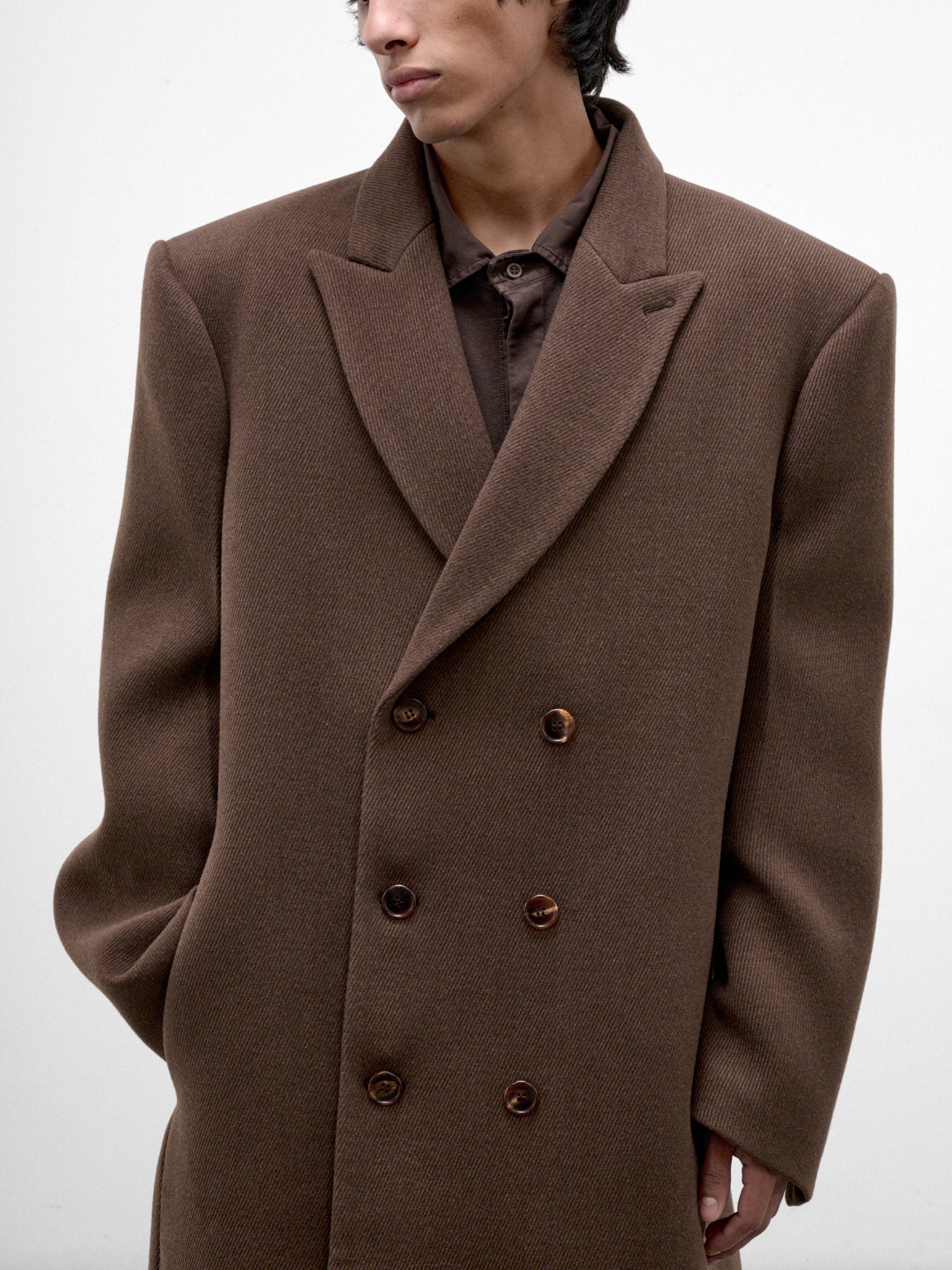 Brown Oversized Double-Breasted Coat (HMMD10074P-BROWN)