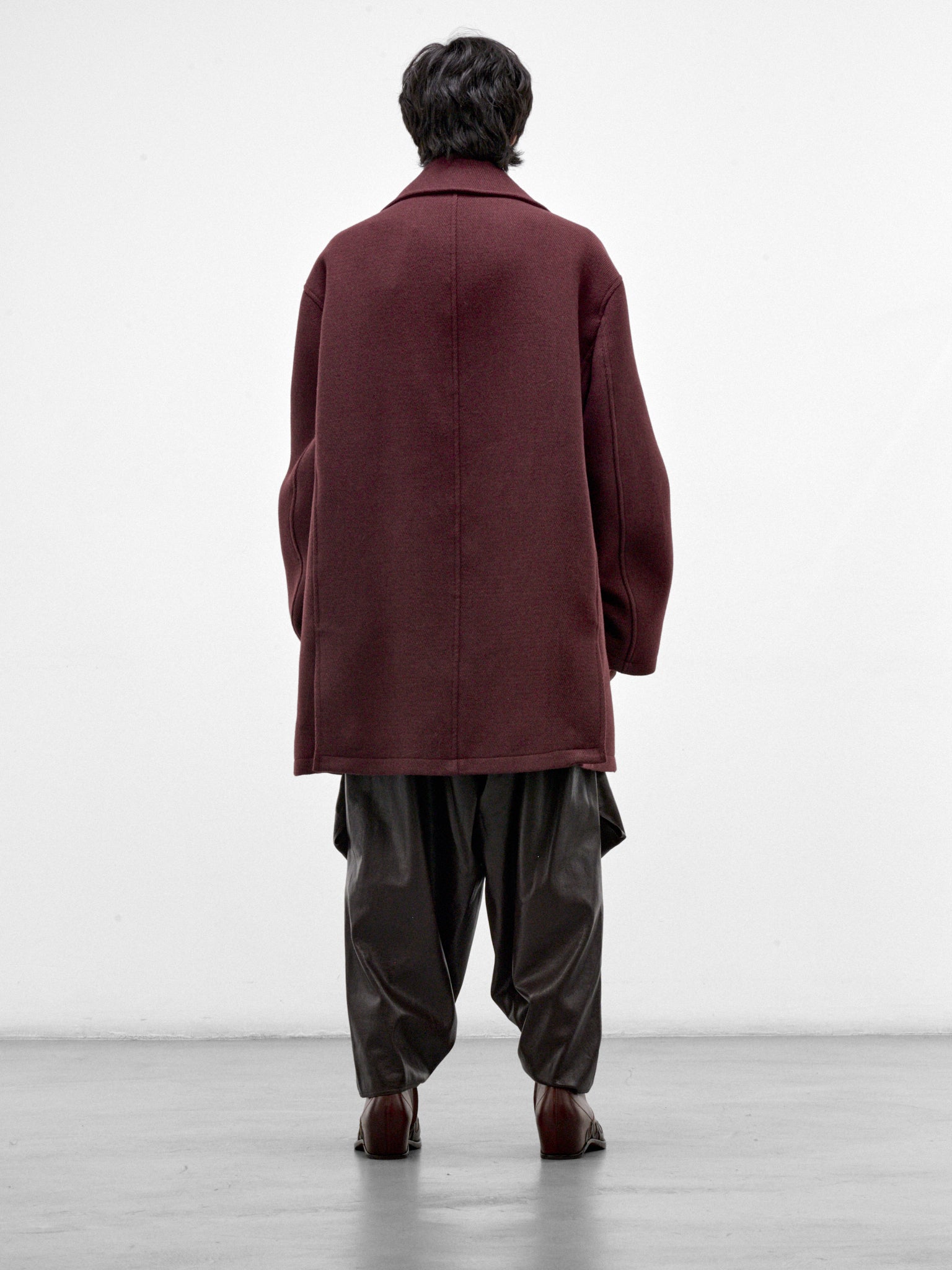 Burgundy Oversized Double-Breasted Coat (HMMD10075A-DARK-RED)