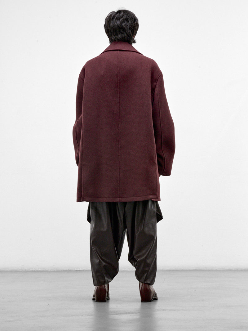 Burgundy Oversized Double-Breasted Coat (HMMD10075A-DARK-RED)