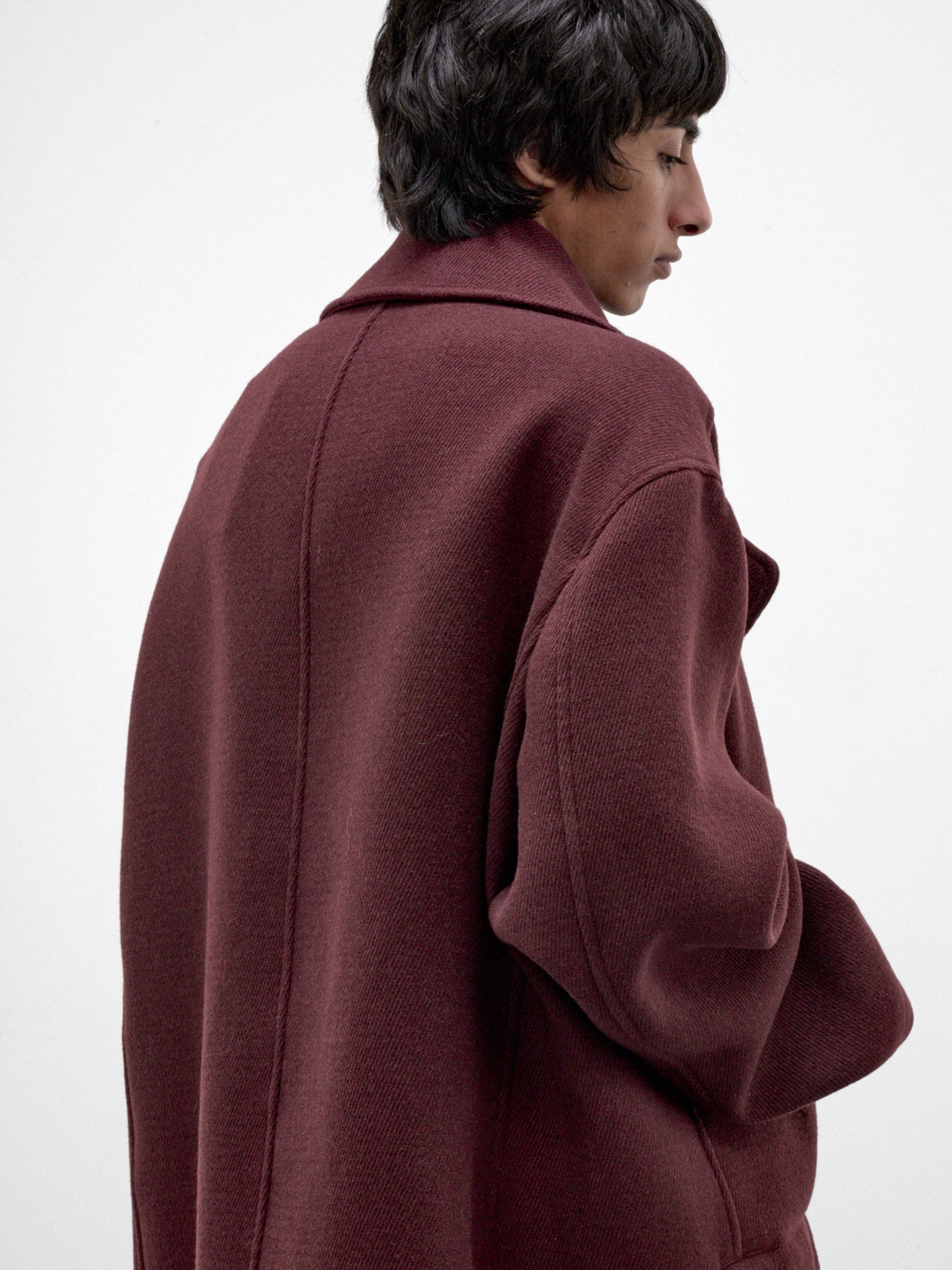 Burgundy Oversized Double-Breasted Coat (HMMD10075A-DARK-RED)