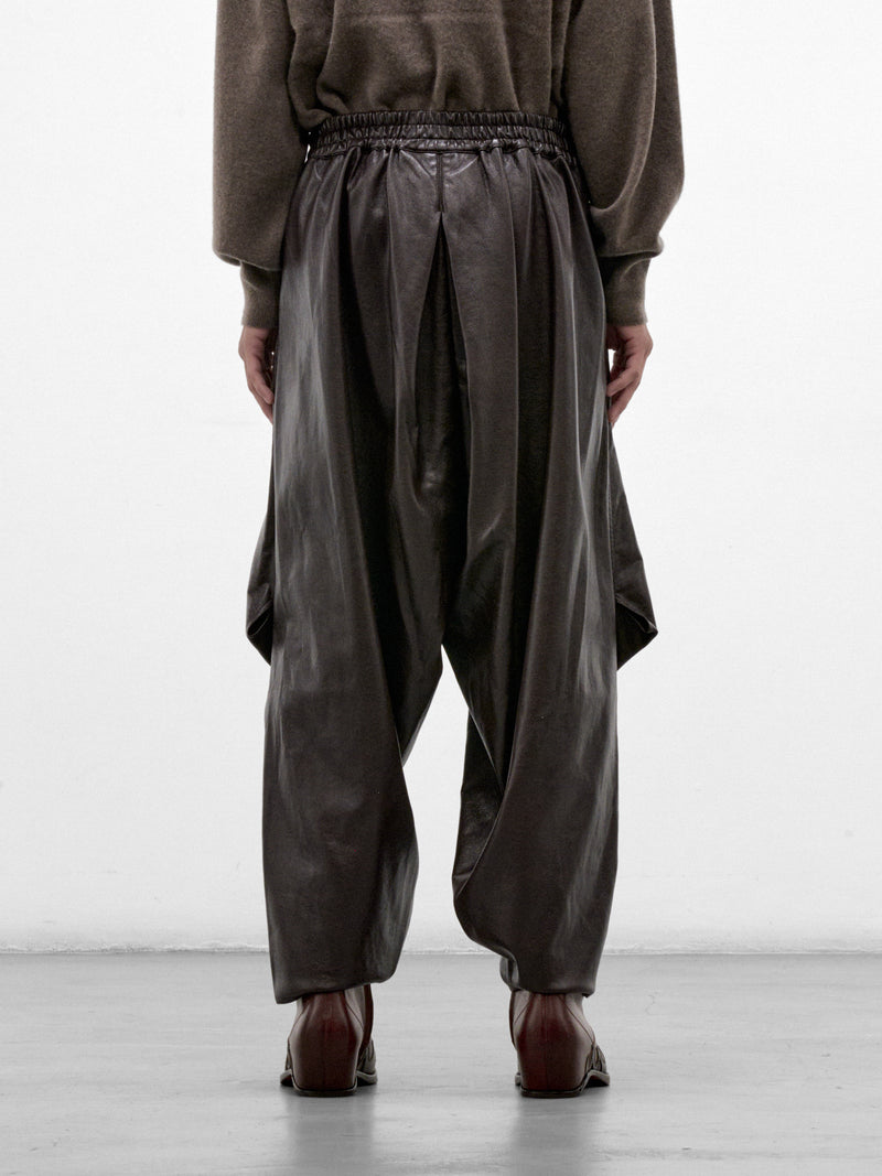 Brown Vegan Leather Curved Trousers (HMMD30070T-BROWN)