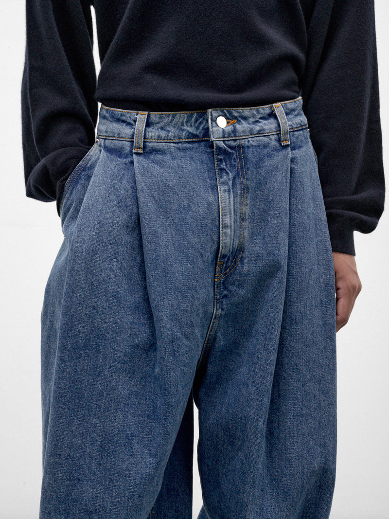 Blue Denim Wide Pleated Jeans (HMMD67050R-LIGHT-PASTEL-BLUE)
