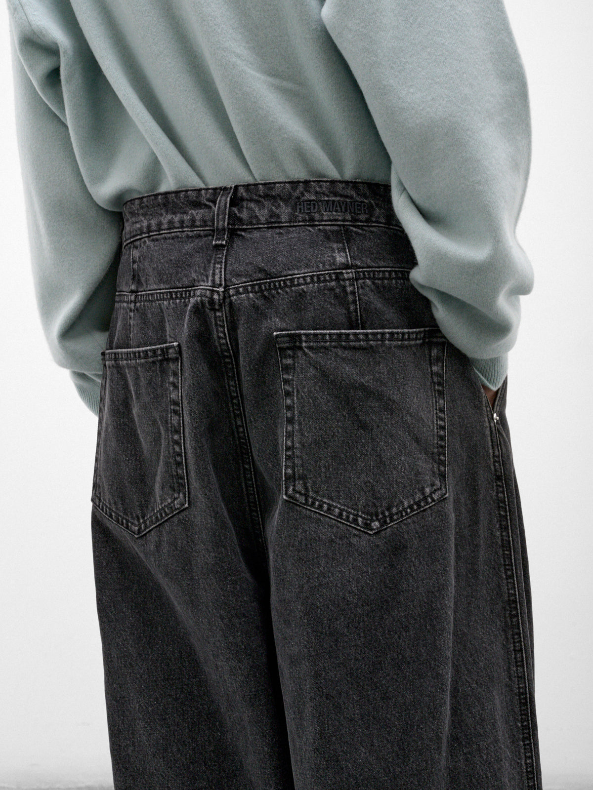 Gray Denim Wide Pleated Jeans (HMMD67050R-MEDIUM-GREY)