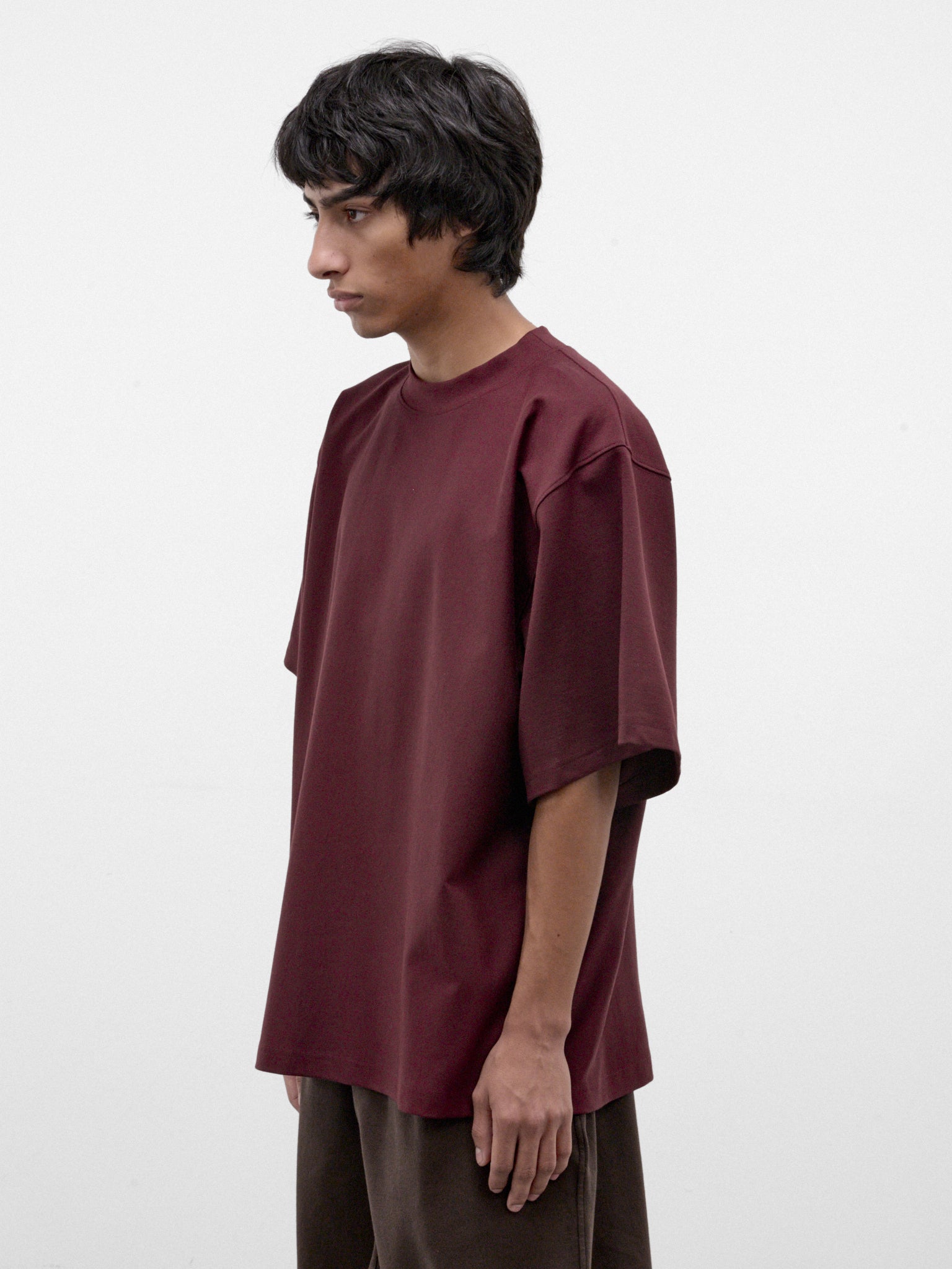 Burgundy Oversized Boxy Tee (HMMD70007R-DARK-RED)