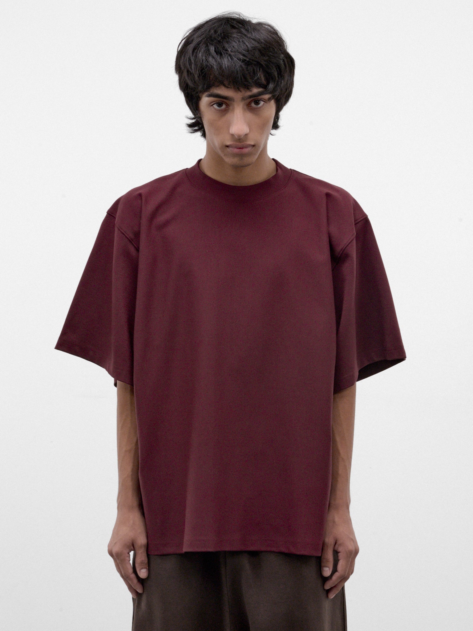 Burgundy Oversized Boxy Tee (HMMD70007R-DARK-RED)