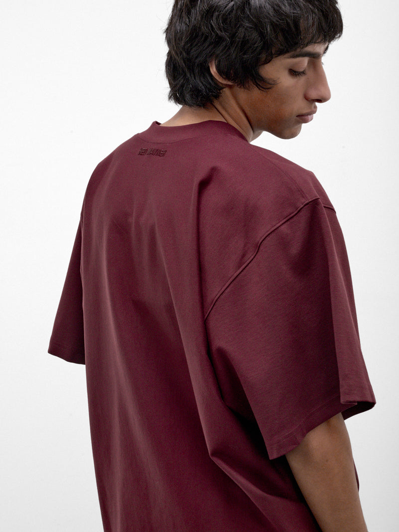 Burgundy Oversized Boxy Tee (HMMD70007R-DARK-RED)