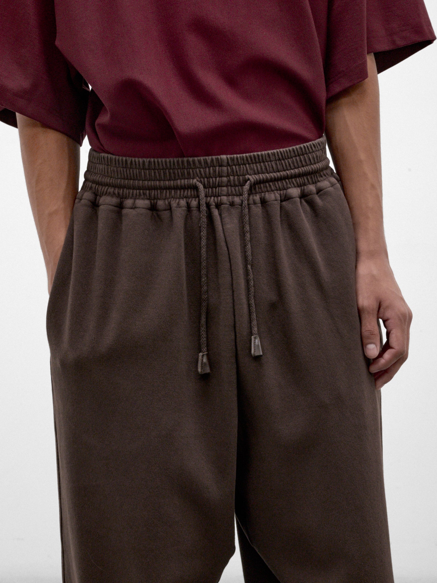 Brown Cotton Wide Sweatpants (HMMD70014R-BROWN)