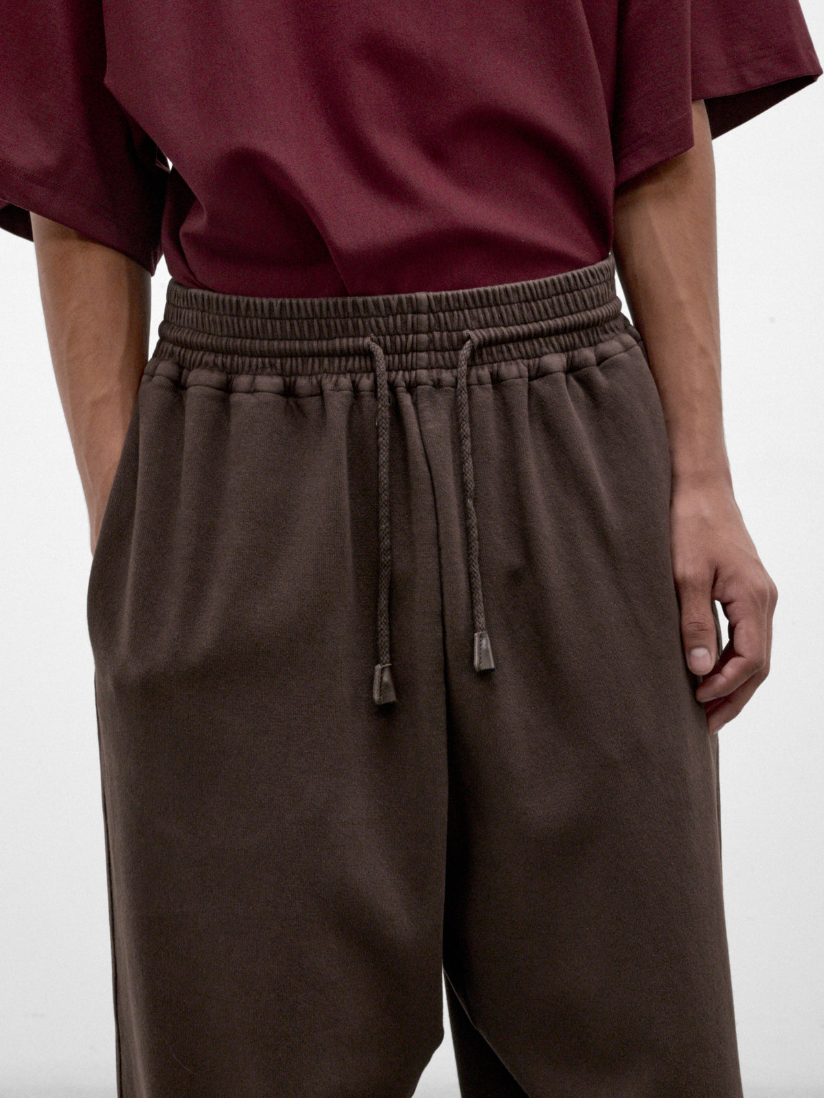 Brown Cotton Wide Sweatpants (HMMD70014R-BROWN)