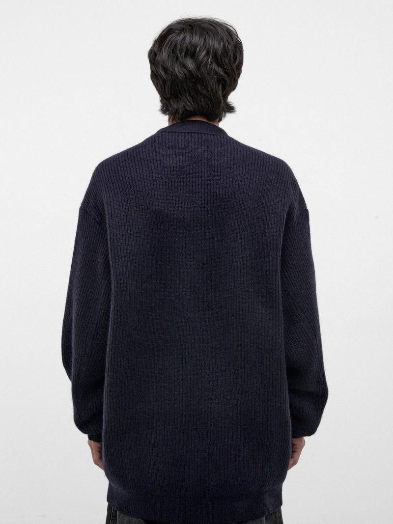 Blue Wool Knit Cardigan (HMMD75089A-BLUE)