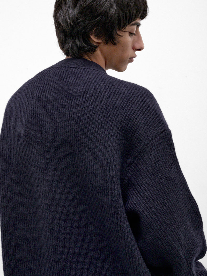 Blue Wool Knit Cardigan (HMMD75089A-BLUE)