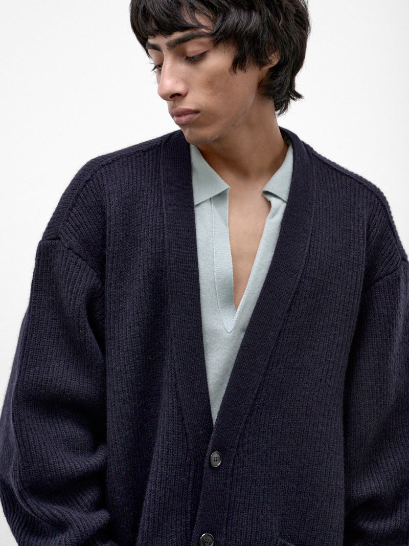 Blue Wool Knit Cardigan (HMMD75089A-BLUE)