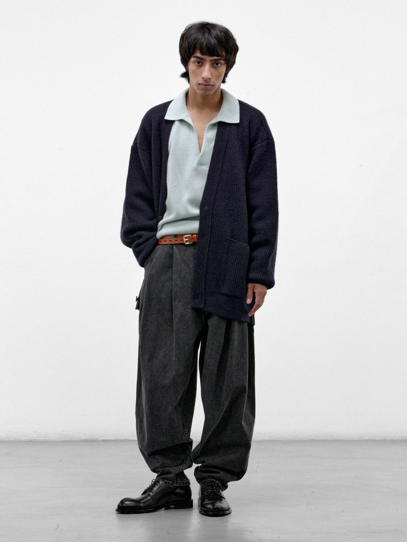 Gray Denim Wide Pleated Jeans (HMMD67050R-MEDIUM-GREY)