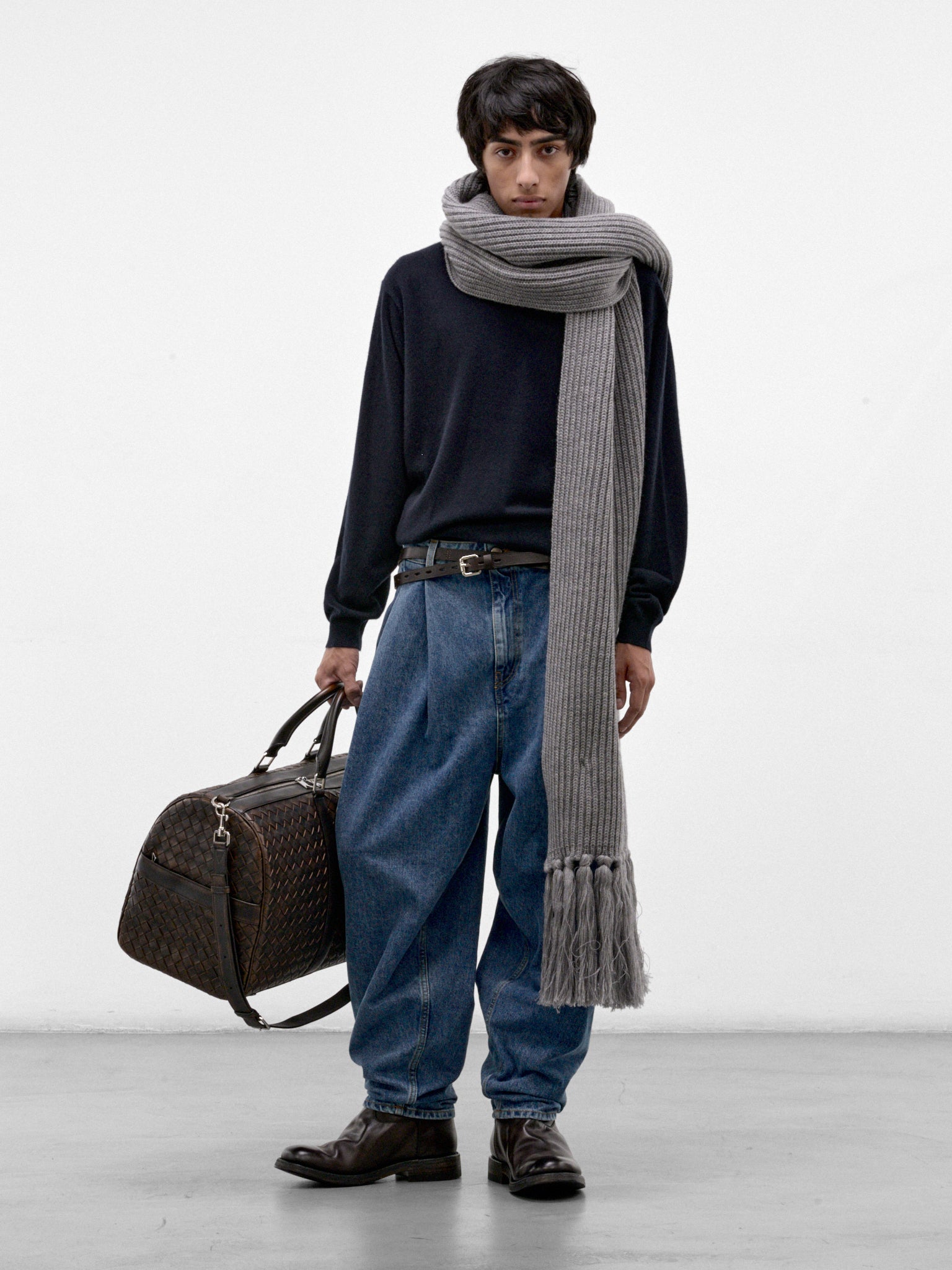 Blue Denim Wide Pleated Jeans (HMMD67050R-LIGHT-PASTEL-BLUE)