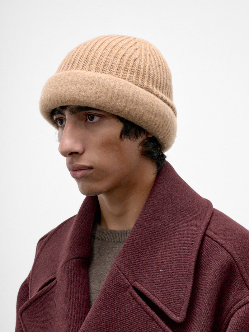 Beige Wool Knit Beanie (HMMD77042A-BEIGE-KHAKI)