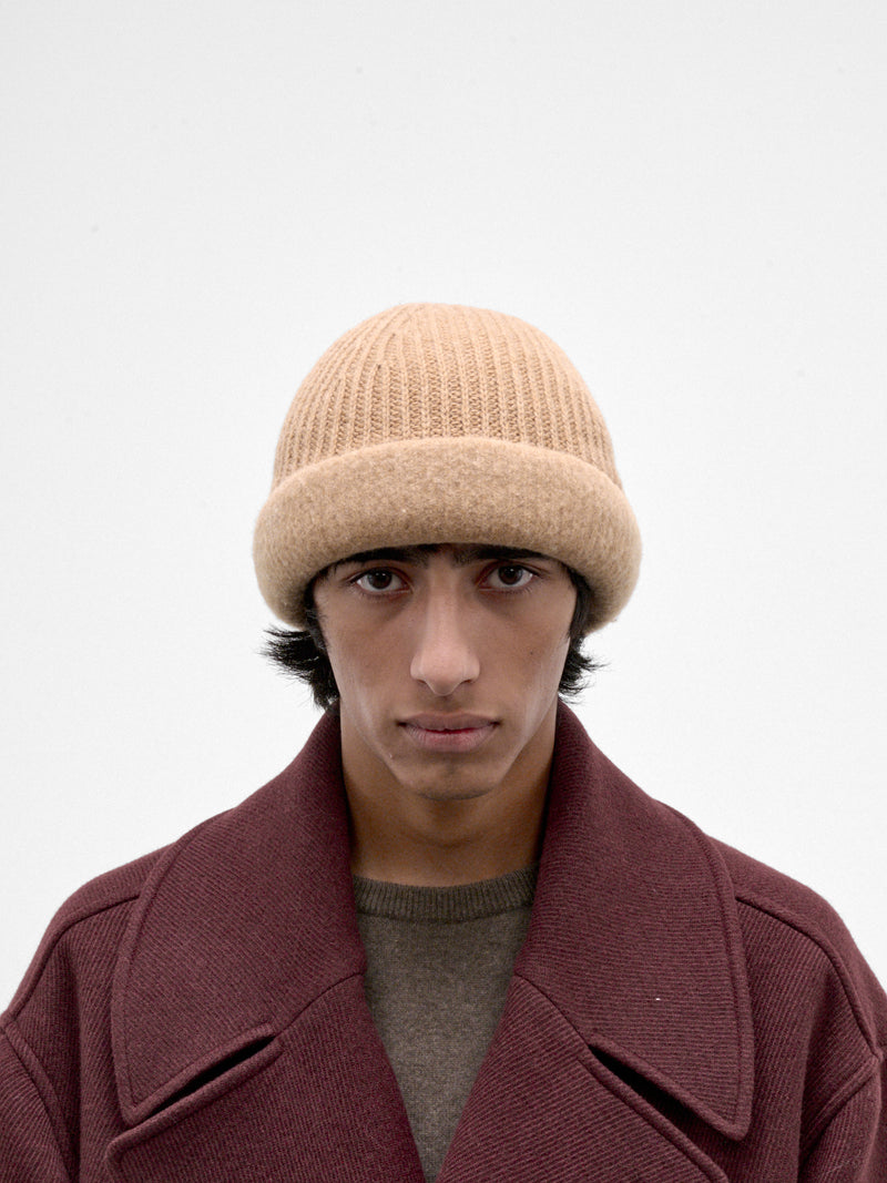 Beige Wool Knit Beanie (HMMD77042A-BEIGE-KHAKI)