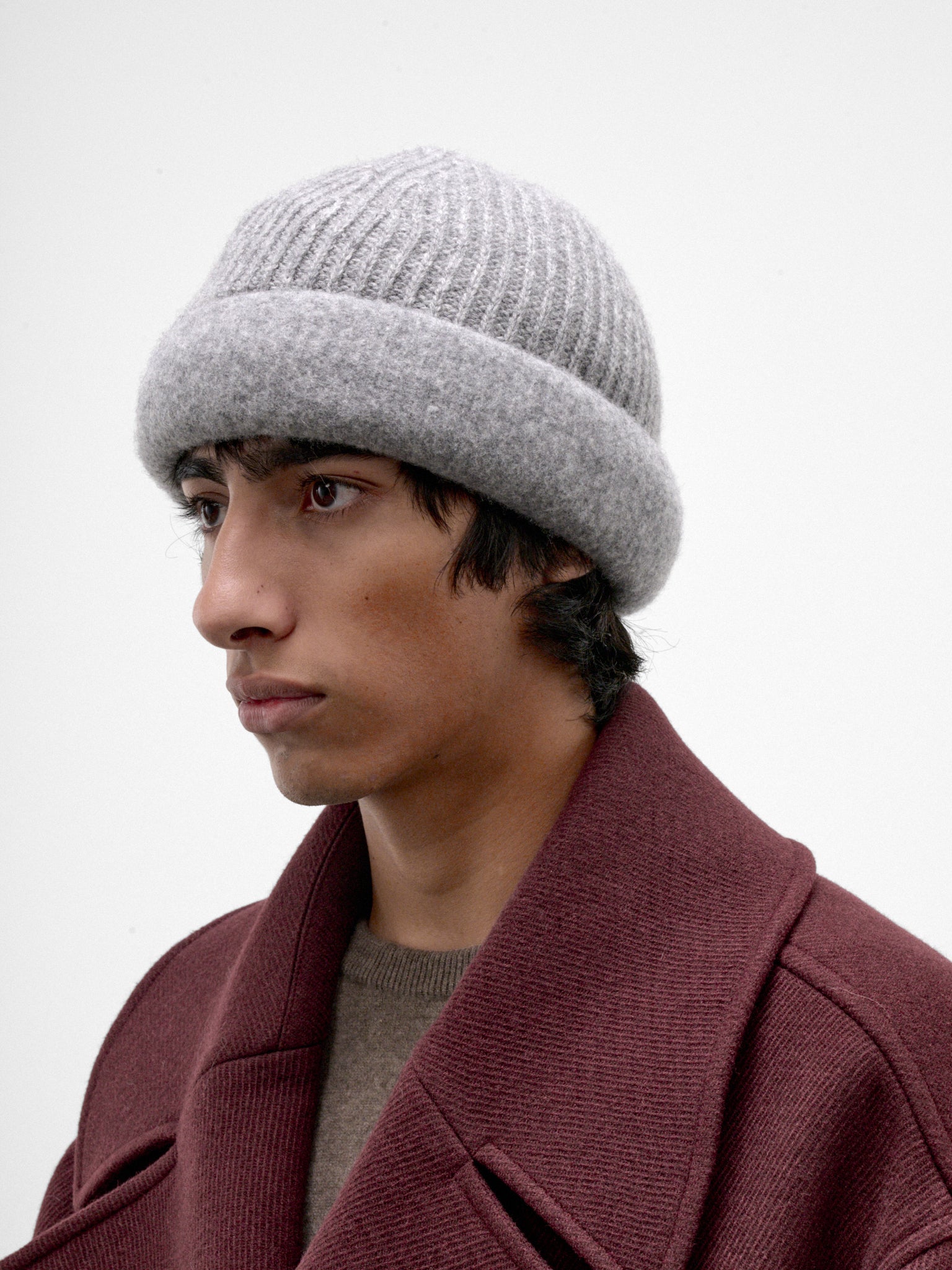 Gray Wool Knit Beanie (HMMD77042A-MEDIUM-GREY)